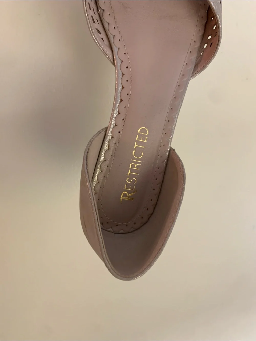 Restricted Women's Taupe Perforated D'Orsay Flats